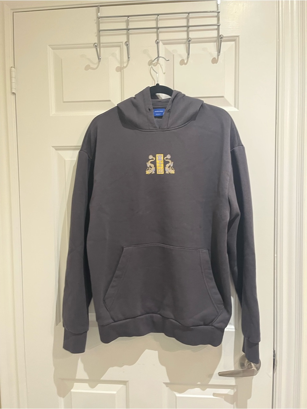 Jack and Jones Charcoal Hoodie with Gold Crest